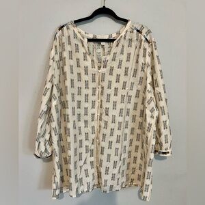 J.JILL CREAM EMBROIDERED TUNIC TOP - 4X - NWT